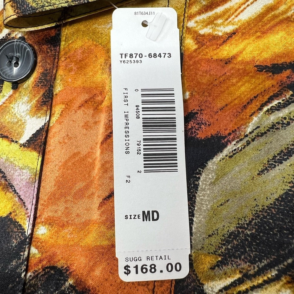 Pendleton 100% Silk Abstract Floral Top Jacket Medium Lightweight Designer NWT - Picture 7 of 9